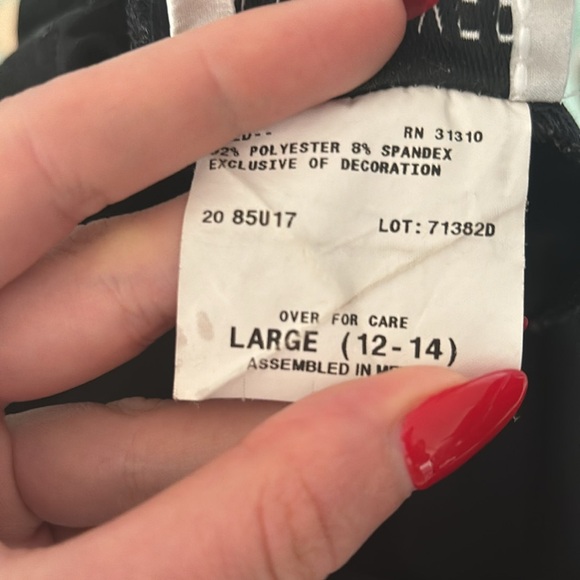 Vintage 90s Amy Byer Salsa Inspired Ruffle Red Pink Trim Mini Skirt in Black - Picture 9 of 9